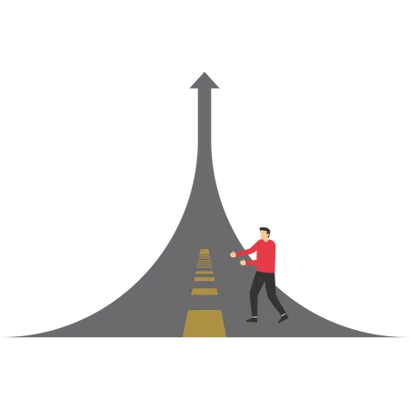 Businessman Travel On The Road To Success Graph Vector Illustration In Flat Style Illustration