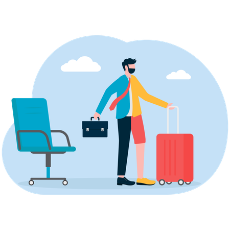 Businessman travelling abroad  Illustration