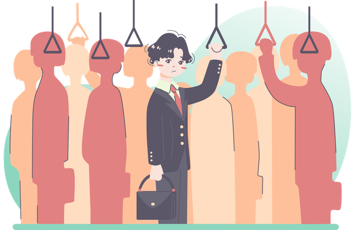 Businessman travelling in public transport  Illustration