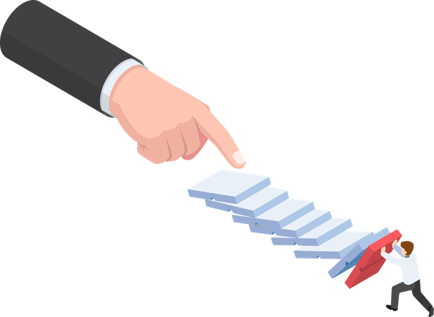Businessman traying to stop business debt  Illustration