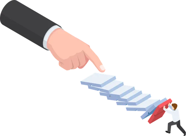 Businessman traying to stop business debt  Illustration