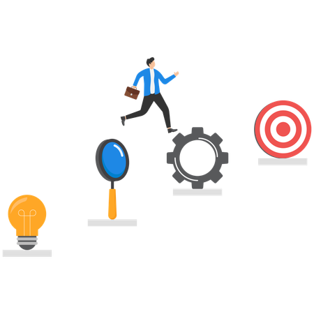 Businessman tries to achieve business target  Illustration