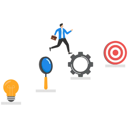 Businessman tries to achieve business target  Illustration