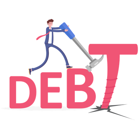 Businessman tries to free herself from debt  Illustration