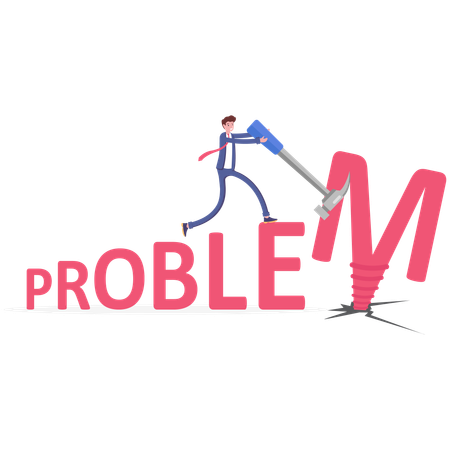 Businessman tries to free herself from problem  Illustration