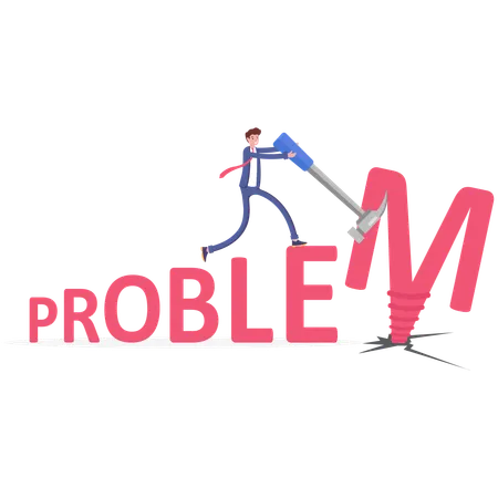 Businessman tries to free herself from problem  Illustration