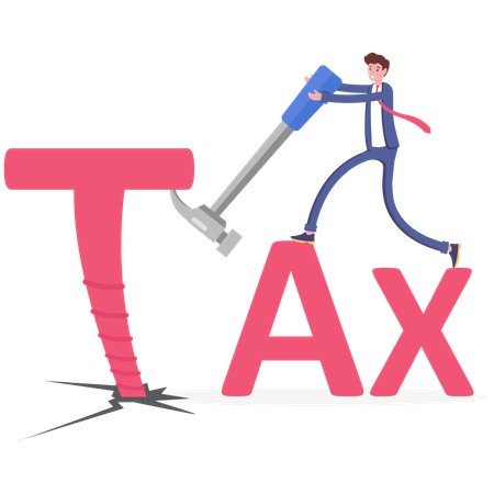 Businessman tries to free herself from tax  イラスト