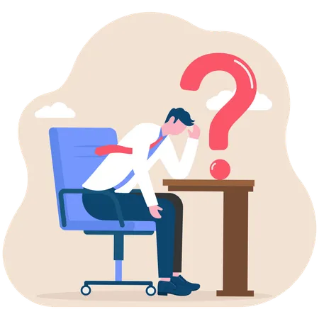 Businessman troubled by problems at office  Illustration