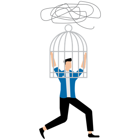 Businessman troubles with think logically  Illustration
