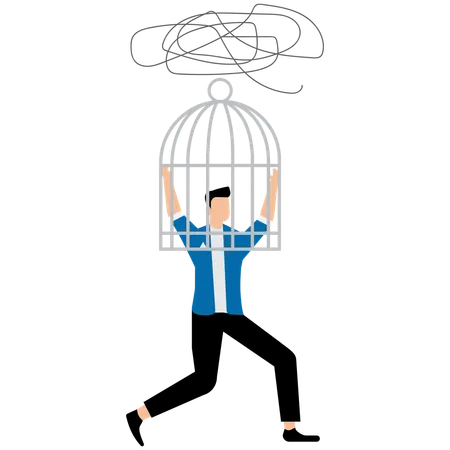 Businessman troubles with think logically  Illustration