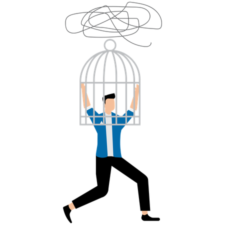 Businessman troubles with think logically  Illustration