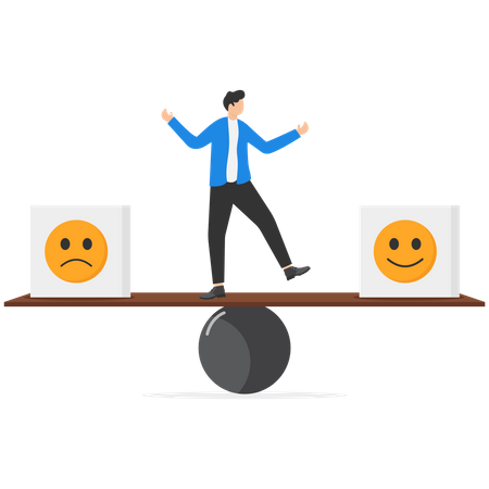 Businessman try to balancing his emotion  Illustration