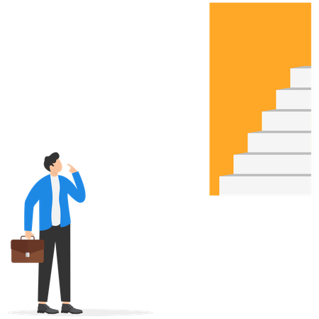 Businessman try to climb up success ladder  イラスト