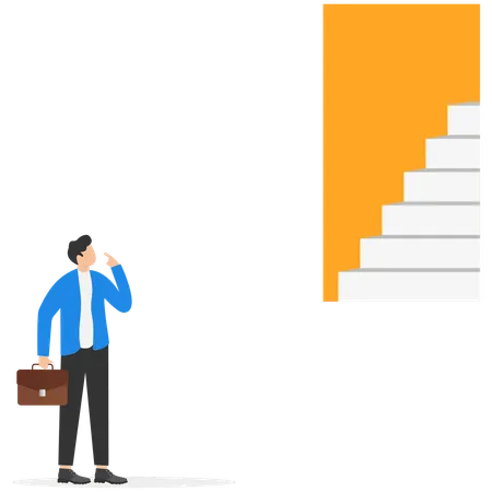 Businessman try to climb up success ladder  Illustration