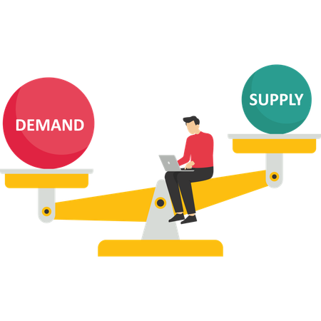 Businessman try to make it in balance  Illustration