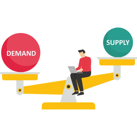 Businessman try to make it in balance  Illustration