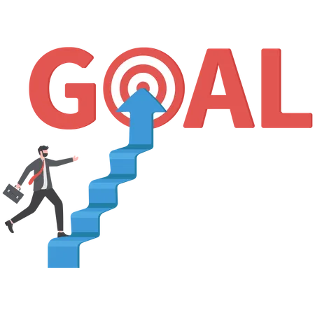 Ladder To Reach Goal Target And Achievement Challenge To Find Success Business Objective Or Purpose Concept Smart Businessman Climb Up Ladder High Into Cloud Sky To Reach Goal Dartboard Illustration