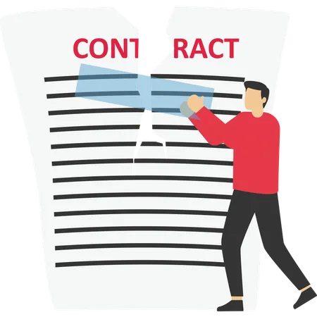 Businessman try to repair business contract  Illustration