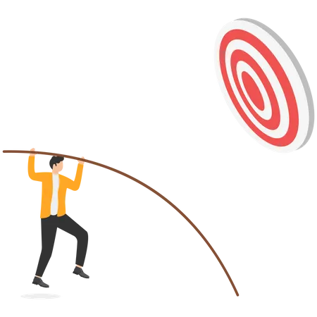 Businessman trying to achieve target Illustration