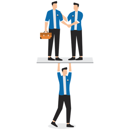 Businessman trying to balance negotiation partners on seesaw  Illustration