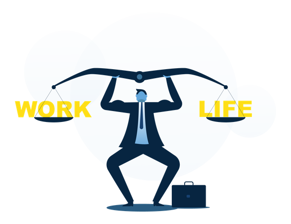 Businessman trying to balance work and life. Illustration