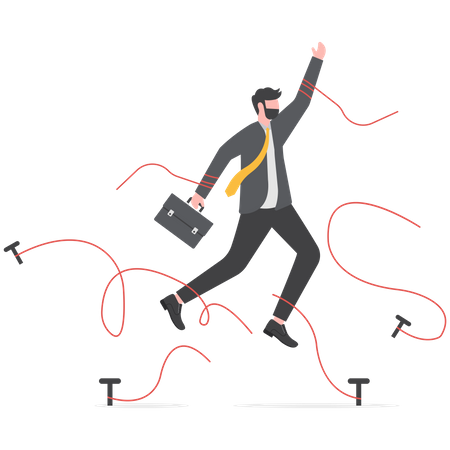 Businessman trying to break his comfort zone  Illustration