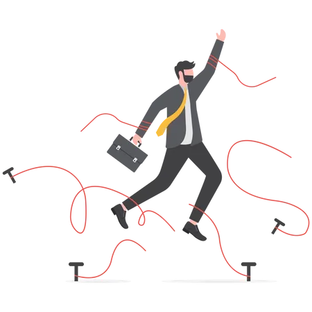 Businessman Trying To Break His Comfort Zone Illustration