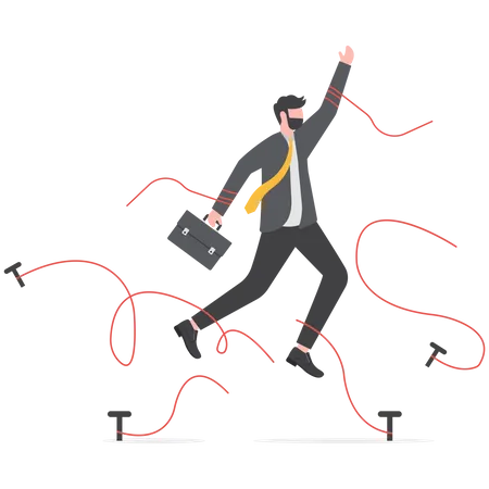 Businessman trying to break his comfort zone  Illustration