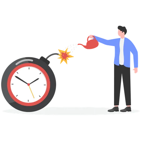 Businessman trying to catch deadline  Illustration