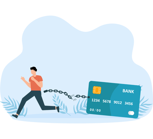 Businessman trying to catch debit card issues  Illustration