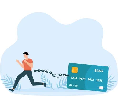 Businessman trying to catch debit card issues  Illustration