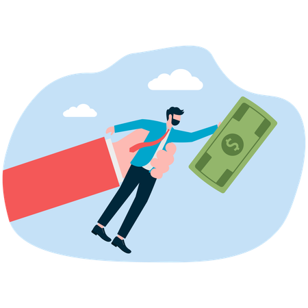 Businessman trying to catch money aim  Illustration