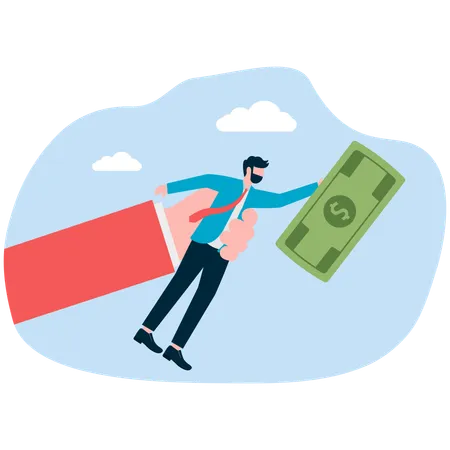 Businessman trying to catch money aim  Illustration