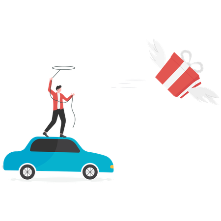 Businessman trying to catch the gift  Illustration