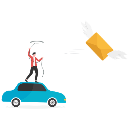 Businessman trying to catch the mail  Illustration