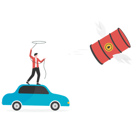 Businessman  trying to catch the oil  Illustration