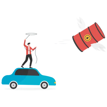 Businessman  trying to catch the oil  Illustration
