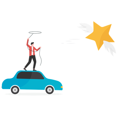 Businessman trying to catch the star  Illustration