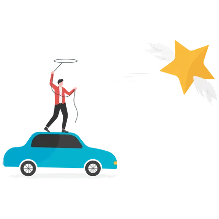 Businessman trying to catch the star  Illustration