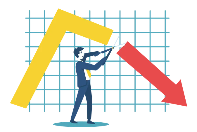 Businessman trying to cut losses Illustration