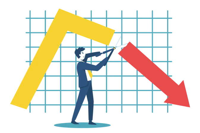 Businessman trying to cut losses  Illustration