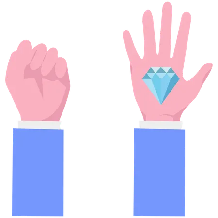 Businessman trying to find gemstone  Illustration