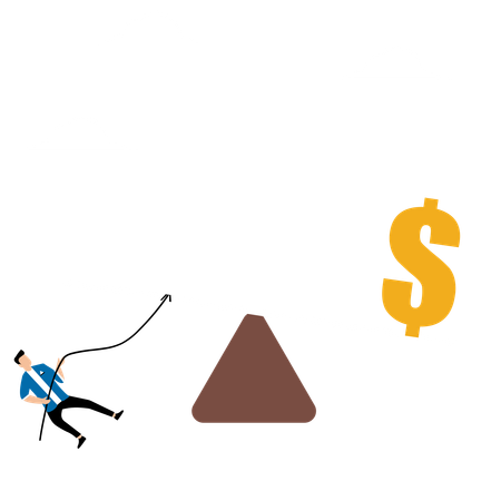 Businessman Trying To Gain Money Balance  Illustration