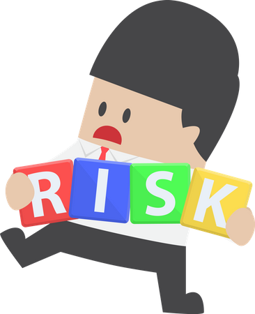 Businessman trying to manage risk block Illustration