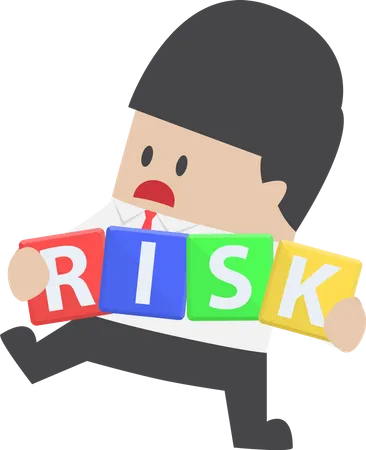 Businessman trying to manage risk block Illustration