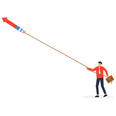 Businessman trying to Pull the boost arrow  Illustration
