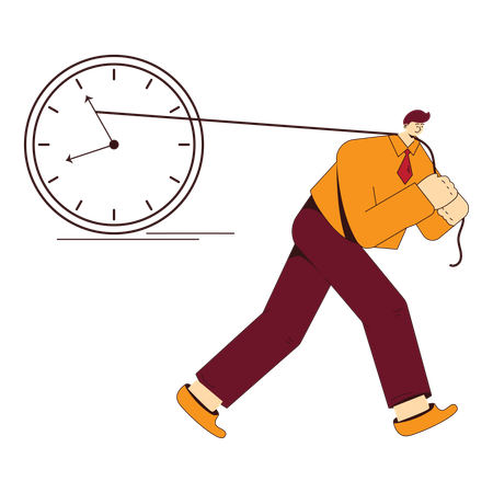 Businessman trying to push time  Illustration