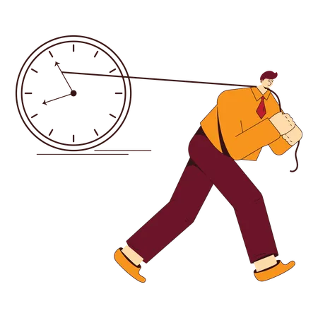 Businessman trying to push time  Illustration