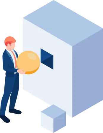 Businessman Trying To Put Sphere Illustration