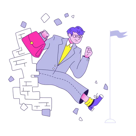 Businessman trying to reach business target Illustration